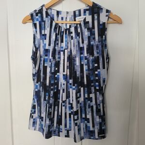 Calvin Klein Geometric Blue and Black Blouse